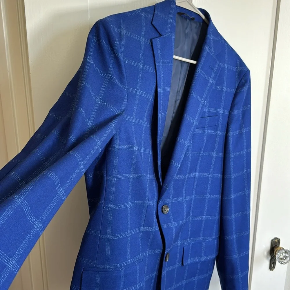J.M. Haggar Blue Windowpane Slim-Fit Sport Coat Men’s 40R